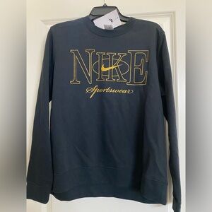 Nike Women’s Sportswear Club Black Gold Crewneck Sweatshirt